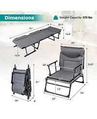 Mecale 3-in-1 Folding Camping Cot Convertible Single Sofa Chair, 375-lb Cap