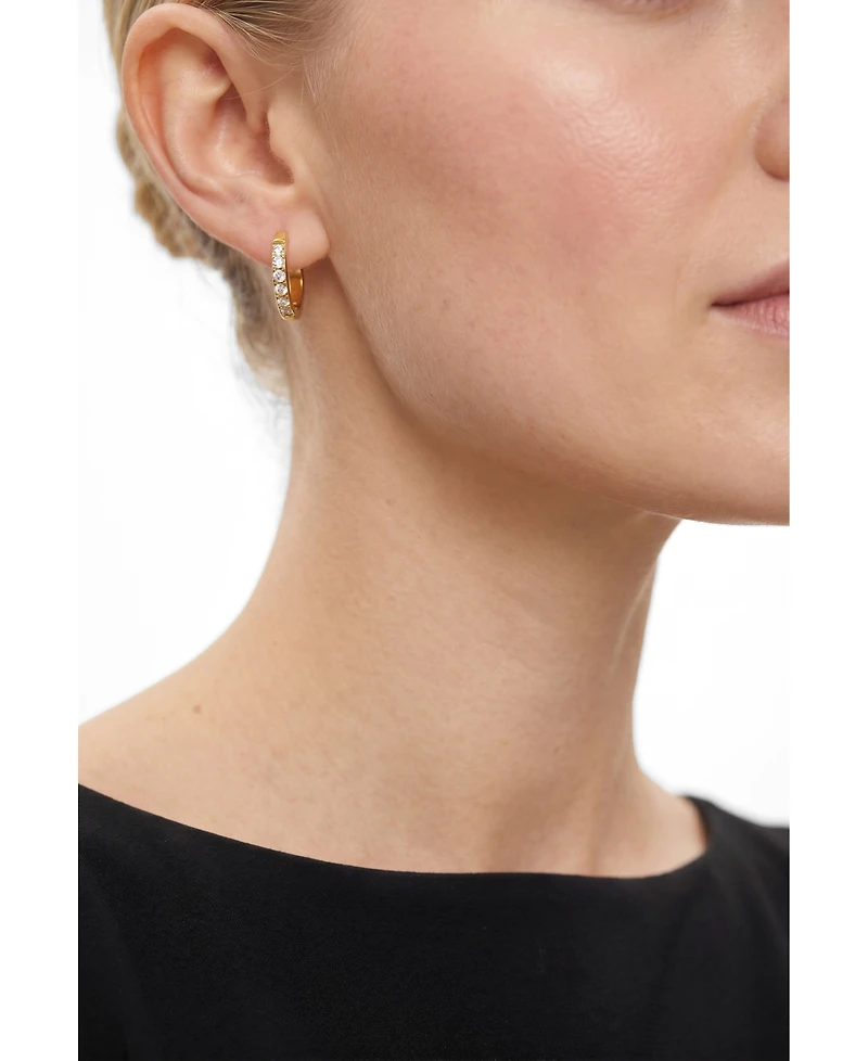 Joey Baby 18K Gold-Plated Pave Huggie Hoop Earrings