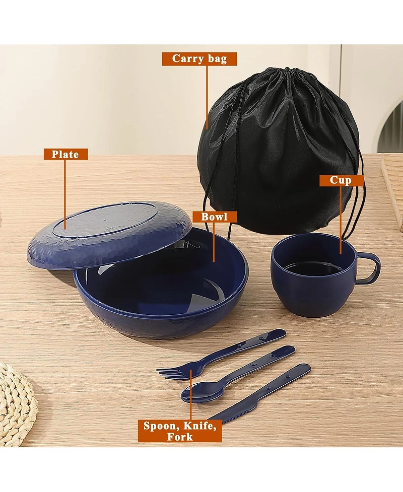 Piscifun Camping Mess Kit With Plate Bowl Cup Utensils And Carry Bag
