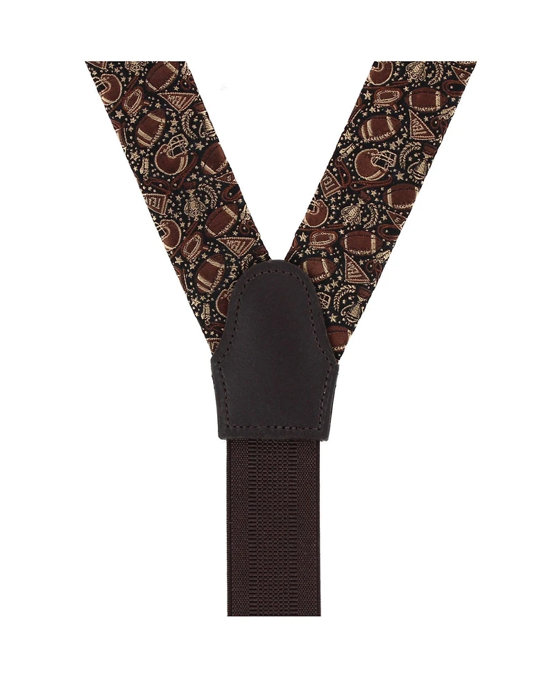 Trafalgar Men's The Gridiron Silk Button End Suspenders