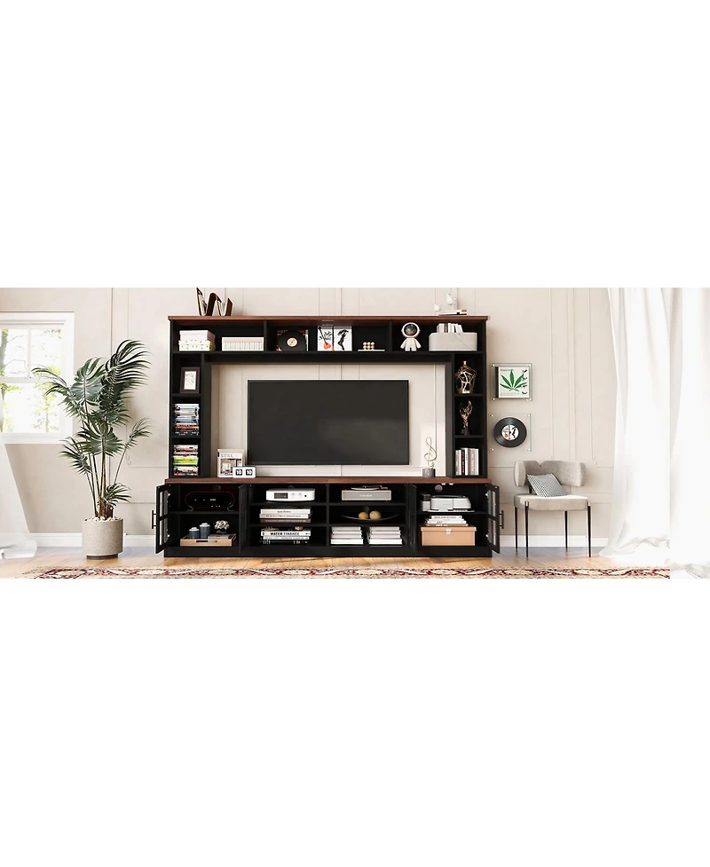 Streamdale Furniture 95.5" Modern Wall Unit Entertainment Center with Bookshelves for TVs up to 80