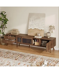 Streamdale Furniture 76" Modern Minimal Glass-Door Tv Stand for TVs up to 85