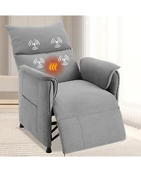 homfan Modern Fabric Electric Recliner with Massage and Heat, Adjustable Remote Control Single Armchair for Home Theater, Living Room and Office