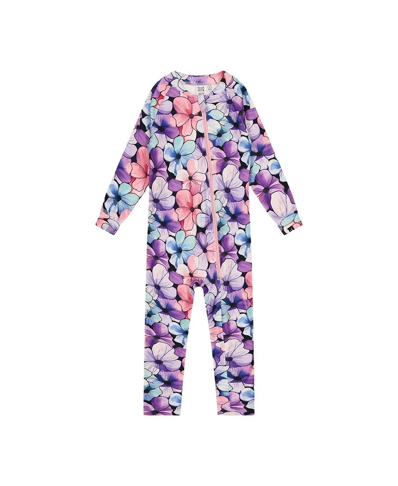 Deux par Deux Little and Big Girl ( size 6 to 12 ) One Piece Thermal Underwear Floral PrintG