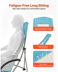Mecale Folding Beach Chair High Back 330 lbs with Mesh Back and Carry Bag