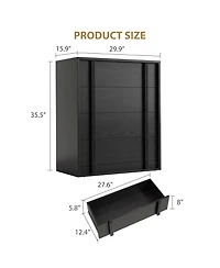 homfan with 4 Drawers for Bedroom, Modern Bedside Table Vertical Handle, Wooden Storage Cabinet Side Living Room Entryway Dorm