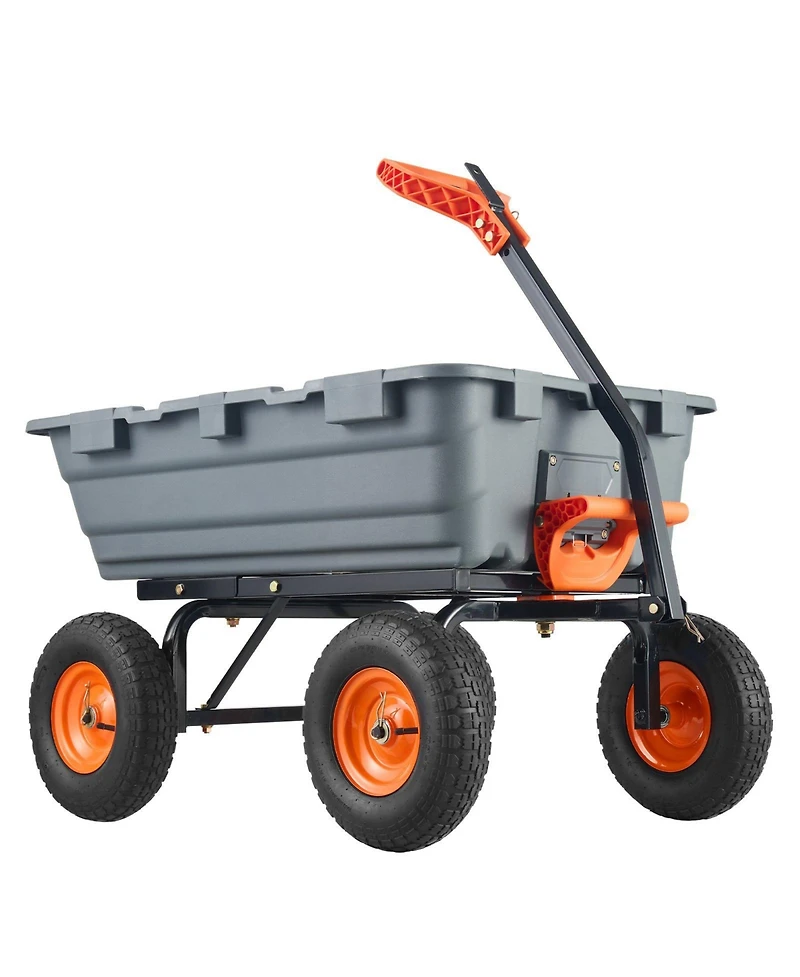 Mecale Garden Dump Cart, Poly Bed with Steel Frame, 6.48 Cube Feet., Dual-Function Handle, 1200 lb Load, 13" Wheels