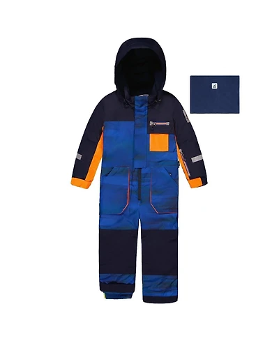 Deux par Big Boys (6-14) One Piece Play Snowsuit Blue with Stripes