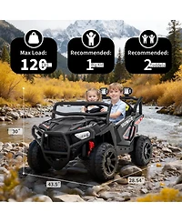 homfan 2-Seater Electric Utv Ride-On Truck with Remote Control, Led Lights & 4-Wheel Suspension, 120 lb Capacity, Ages 2+
