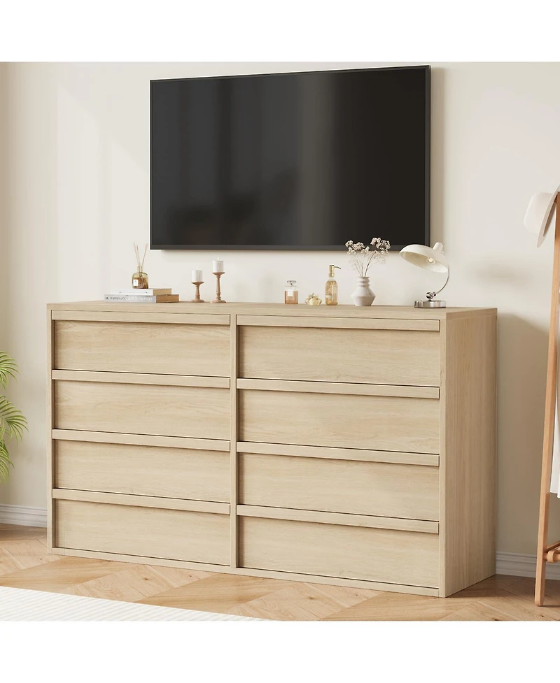 homfan Large 8 Drawer Dresser for Bedroom, Modern Wooden Chest, Spacious Organizer for Living Room, Nursery, Entryway, Hallway, Closet