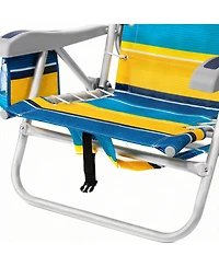 Aofar Cooler+ Folding Beach Chair 5-Position Towel Bar Xl Pouch Cup Phone Holder