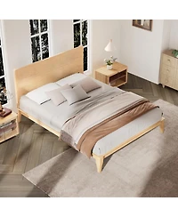 Streamdale Furniture Mid-Century Modern 12' Bamboo Platform Bed Full Size No Box Spring Needed