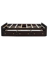 Streamdale Furniture Wood Queen Size Platform Bed Frame with 6 Drawers, Espresso