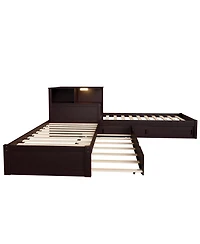 Streamdale Furniture L-Shaped Twin Platform Bed with Storage, Desk, Trundle
