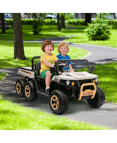 homfan 24V 2-Seater Ride-On Dump Truck 4WD with Remote Control, 110-Lb. Capacity, Ages 3–8