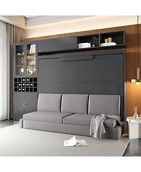 Streamdale Furniture Queen Murphy Bed with Sofa, Shelves