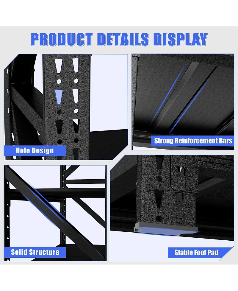 Boyel Living Steel Heavy Duty Storage Rack 5000lb Capacity Adjustable 4 Shelf