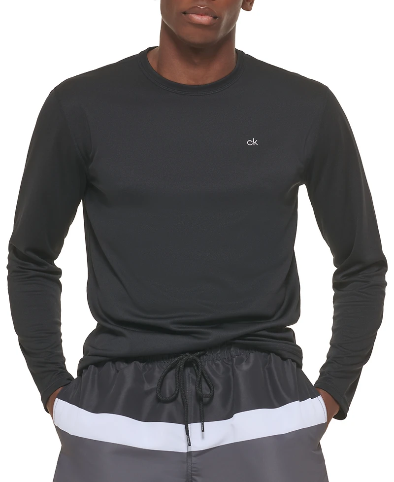 Calvin Klein Men's Long-Sleeve Quick-Dry Logo Performance Rash Guard