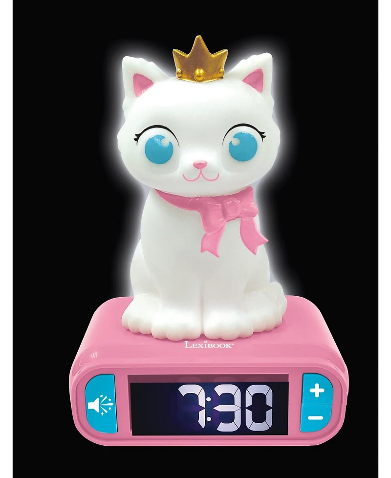 Lexibook, Kitten Digital Alarm Clock for kids with Night Light Snooze, Childrens Clock, Luminous Cat, RL800KT