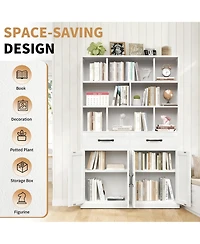 Boyel Living Tall Bookcase Storage Cabinet with Drawers and Doors Metal Organizer