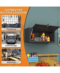 Boyel Living Wall Mounted Storage Cabinet Garage Steel Adjustable Shelf Locking Door