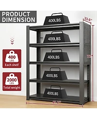 Boyel Living Heavy Duty Storage Rack 400lb Shelf Pegboard Tool Free Assembly Steel