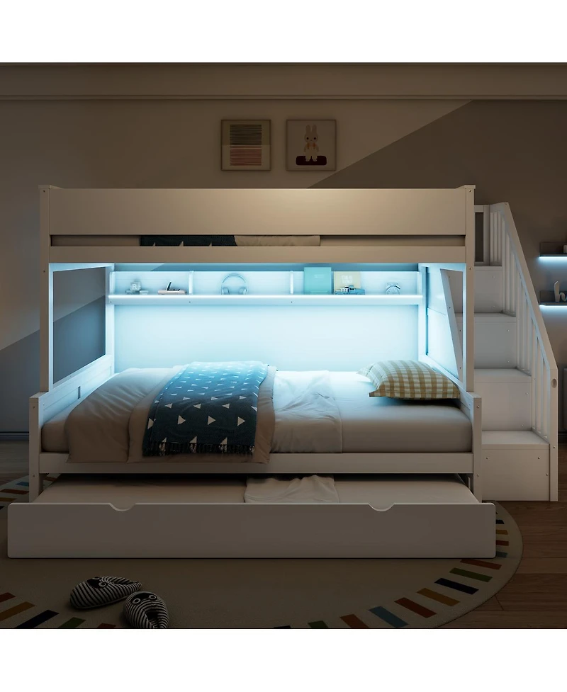 Streamdale Furniture Bunk Bed Storage, Stairs, Trundle, Led