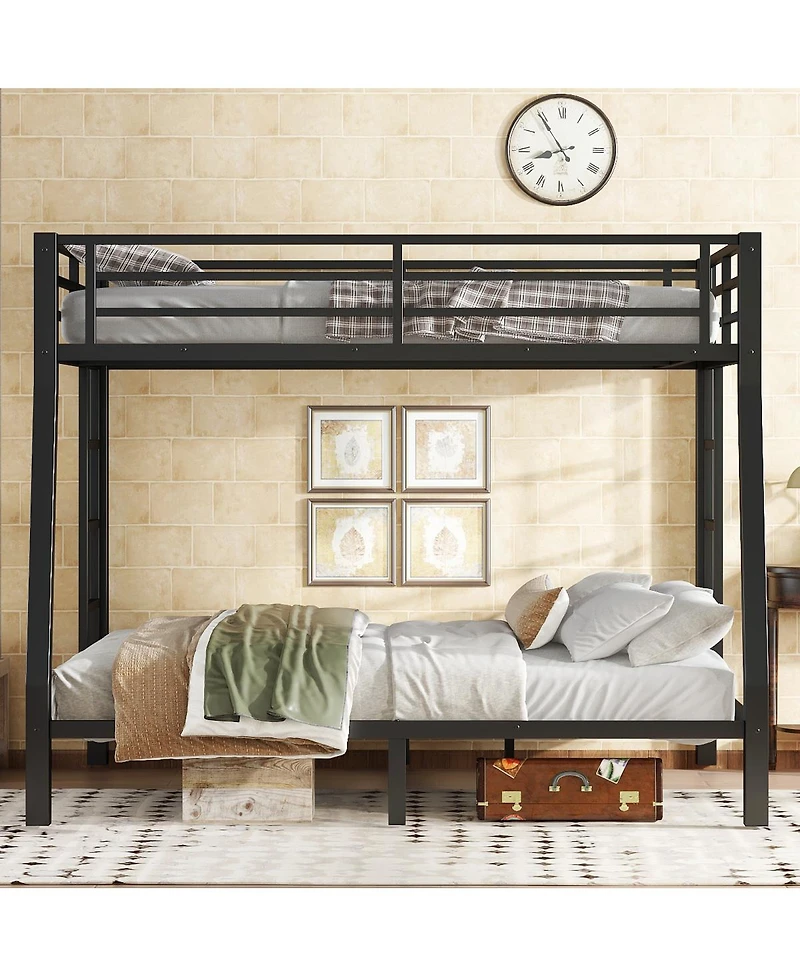 Streamdale Furniture Metal over Queen Bunk Bed for Teens/Adults, Space-Saving