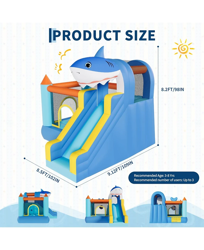 homfan Inflatable Bounce House 109"L x 102"W x 98"H, Oxford Cloth with Slide & Air Blower, Accommodates 3 Children, Ages 3+