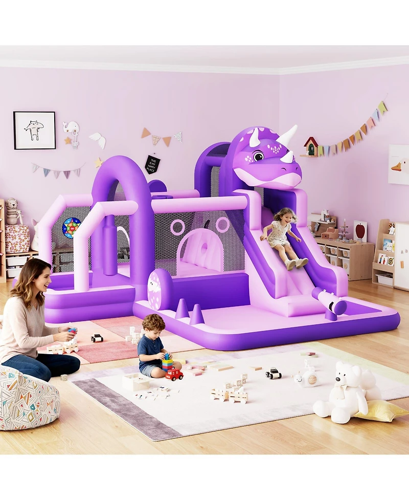 homfan Dinosaur Bounce House, 148"L x 150"W x 100"H, Oxford Cloth with Slide & Climbing Wall, 250 Lbs Capacity, Ages 3+