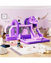 homfan Dinosaur Bounce House, 148"L x 150"W x 100"H, Oxford Cloth with Slide & Climbing Wall, 250 Lbs Capacity, Ages 3+