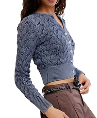 Free People Women's Pretty Pointelle Long-Sleeve Cardigan