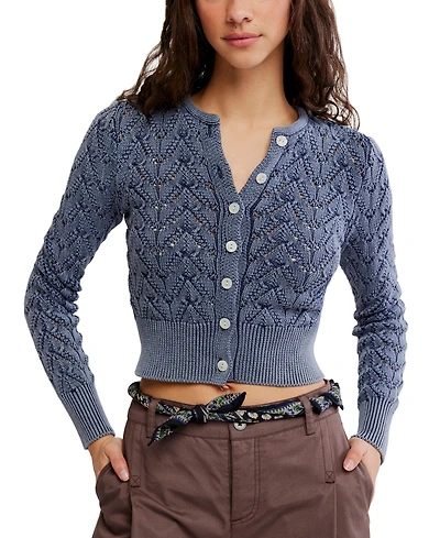 Free People Women's Pretty Pointelle Long-Sleeve Cardigan