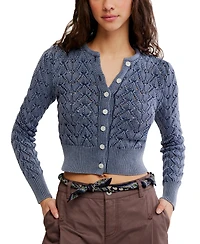 Free People Women's Pretty Pointelle Long-Sleeve Cardigan