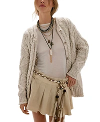 Free People Women's Chunky Cable-Knit Button-Front Cardigan