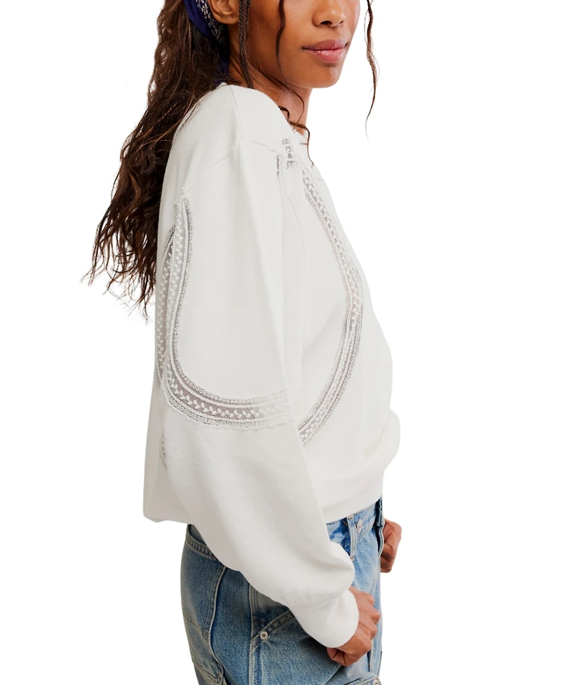 Free People Women's Love Lace Oversized Pull-On Sweatshirt