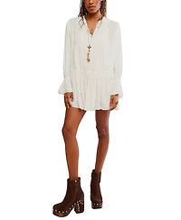 Free People Women's Free-Est Crinkled Button-Front V-Neck Mini Dress