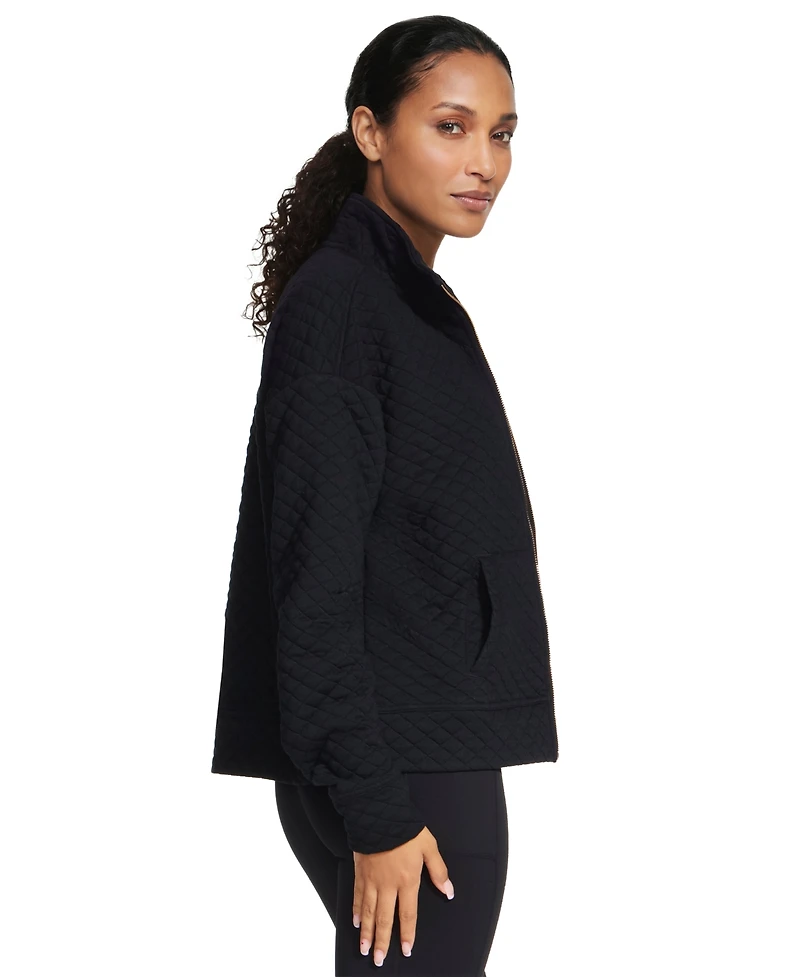 Skechers Women's Go Walk Diamond Quilted Full-Zip Mock-Neck Jacket