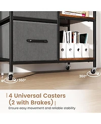 Mecale 3-Drawer Mobile File Cabinet with Charging Station