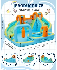 homfan 10-in-1 Oxford Cloth Inflatable Bounce House with Slide, Holds 2-3 Kids, Ages 3+