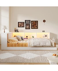Streamdale Furniture Wood Daybed with Storage Shelves, Usb and Led