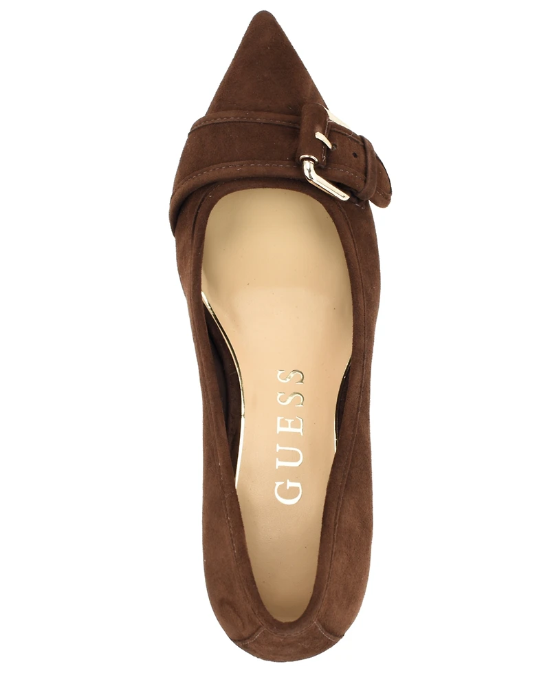 Guess Women's Andey Buckle Sculpted Kitten Heel Pumps