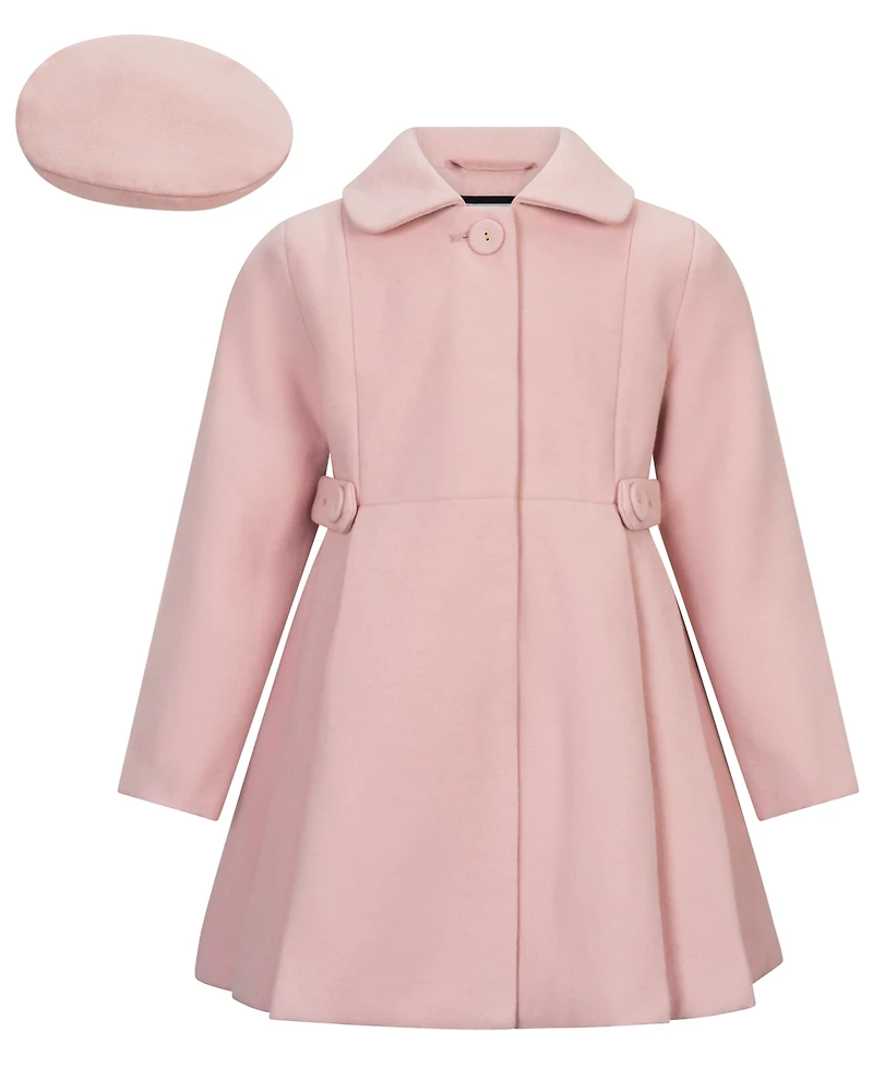 S Rothschild & Co Toddler Girls' 2T-5T Long-Sleeve Side Tab Coat With Beret