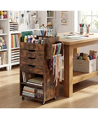 Costway Paper Storage Cart, Rolling Gift Wrap Station with 3 Drawers and Adjustable Shelf