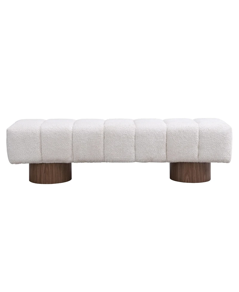 sumyeg Upholstered Dining Bench for Bedroom Entryway or Living Room with Boucle Fabric,300lbs Capacity