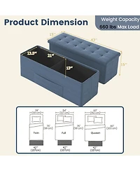 sumyeg 43-Inch Folding Storage Ottoman Bench with Padded Seat for Bedroom or Entryway