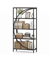 Costway 5-Tier Bookshelf, 65" Tall Industrial Etagere Bookcase with Half-Moon Shape