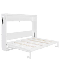 Streamdale Furniture Queen Murphy Bed With Led, Usb, Pattern