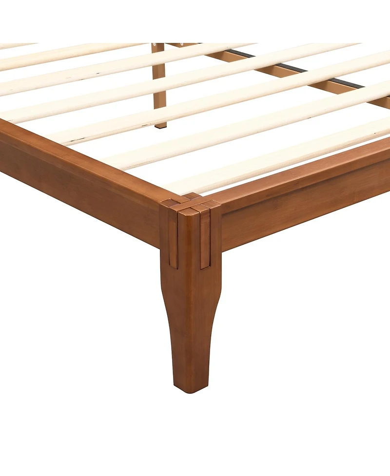 Streamdale Furniture Mid-Century Modern 12'' Bamboo Queen Platform Bed with Wood Slat Support