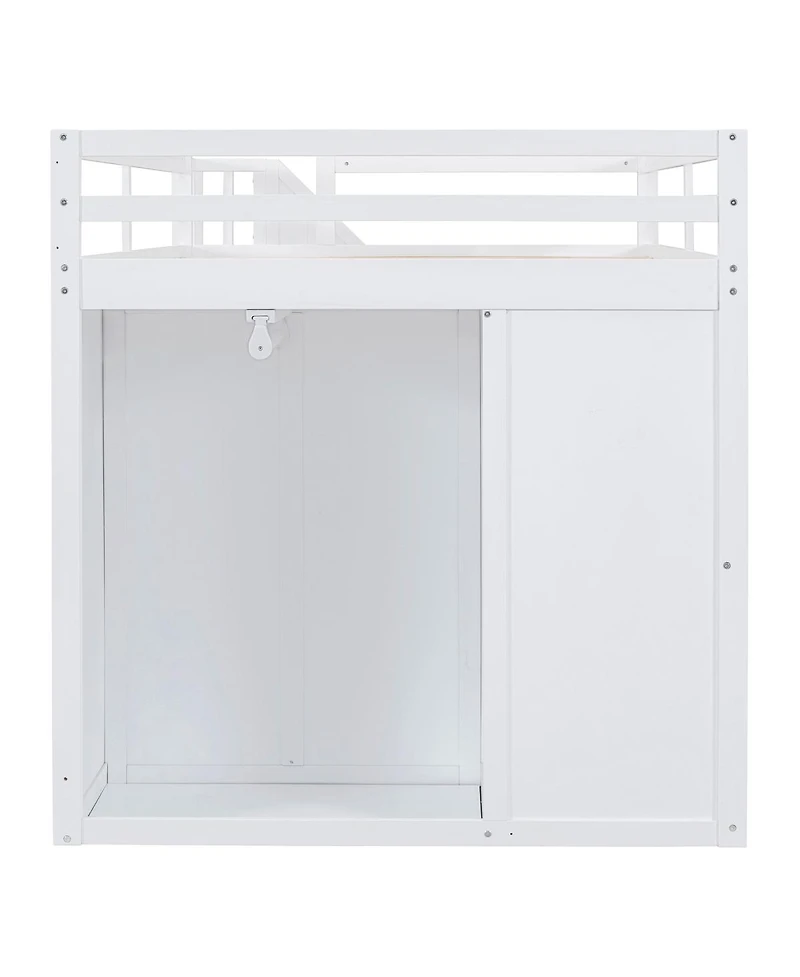 Streamdale Furniture Wood Loft Bed With Built-in Wardrobes, Cabinets and Drawers